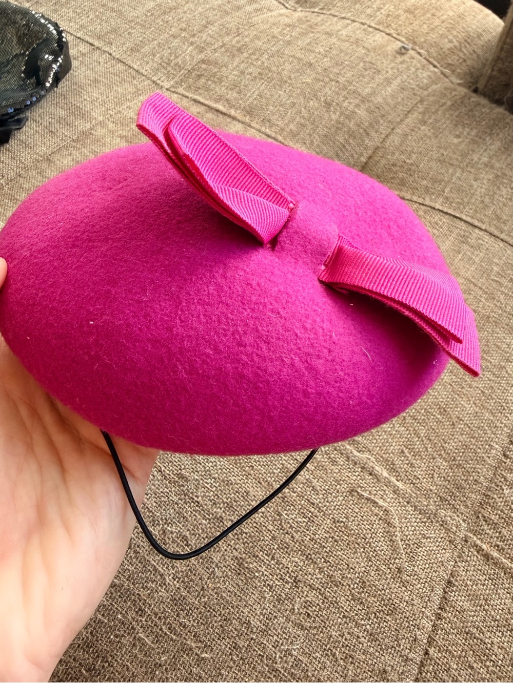 Women's Hot Pink Felt Fascinator with Bow
